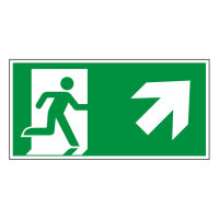Rettungswegschild rechts aufwärts, 297 x 148 mm, SKN