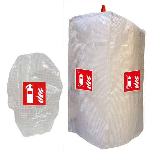 Gitterschutzhaube für Feuerlöscher, 550 x 750 x 250 mm, für 4 + 6 kg/l Feuerlöscher, LDPE/HDPE