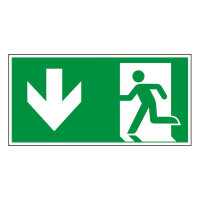 Rettungswegschild abwärts, 400 x 200 mm, F