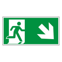 Rettungswegschild rechts abwärts, 400 x 200 mm, K1