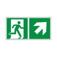 Rettungswegschild rechts aufwärts